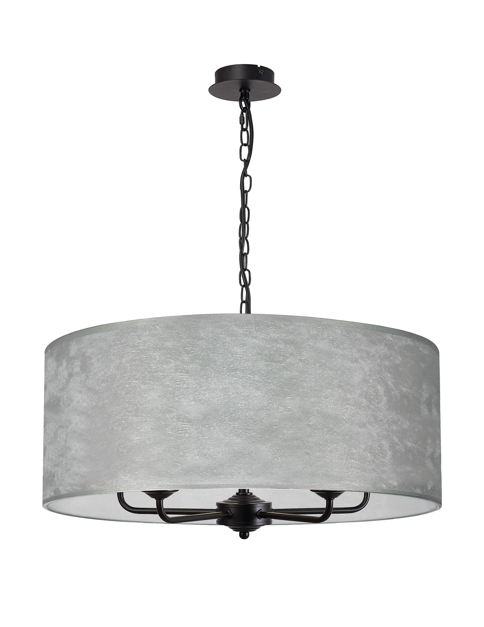 Banyan 60cm 5 Light Pendant Matt Black; Silver Leaf DK1052  Deco Banyan MB SL